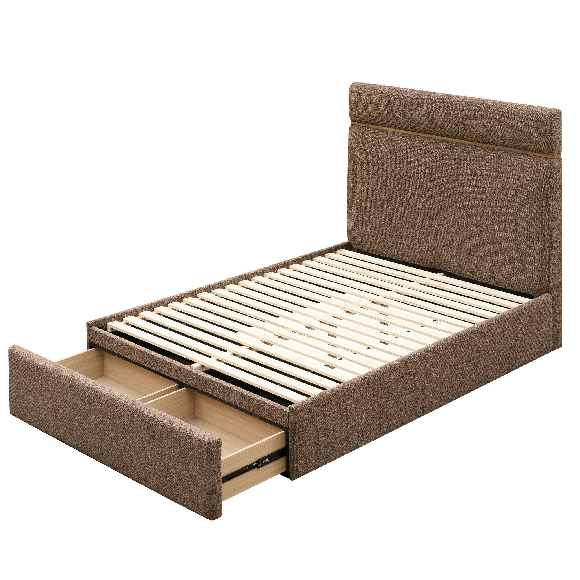 Aniza 54" Double Platform Bed with Drawer in Brown 3 Aniza 54" Double Platform Bed with Drawer in Brown - Image 3