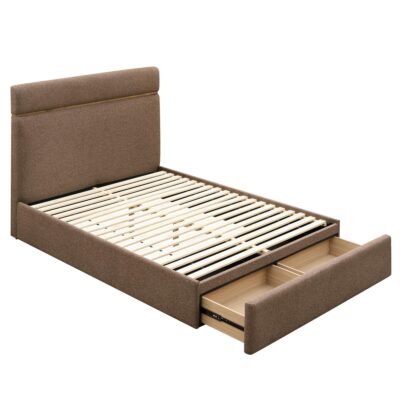 Aniza 60" Queen Platform Bed with Drawer in Brown