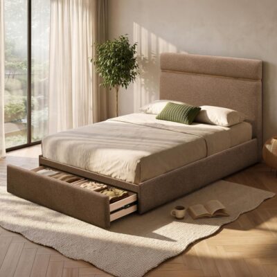 Aniza 60" Queen Platform Bed with Drawer in Brown 101-156Q-BRN 101 156Q BRN 1
