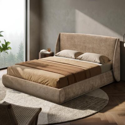 Ursula 78" King Platform Bed in Dark Beige 101-166K-DBG 101 166K DBG 1