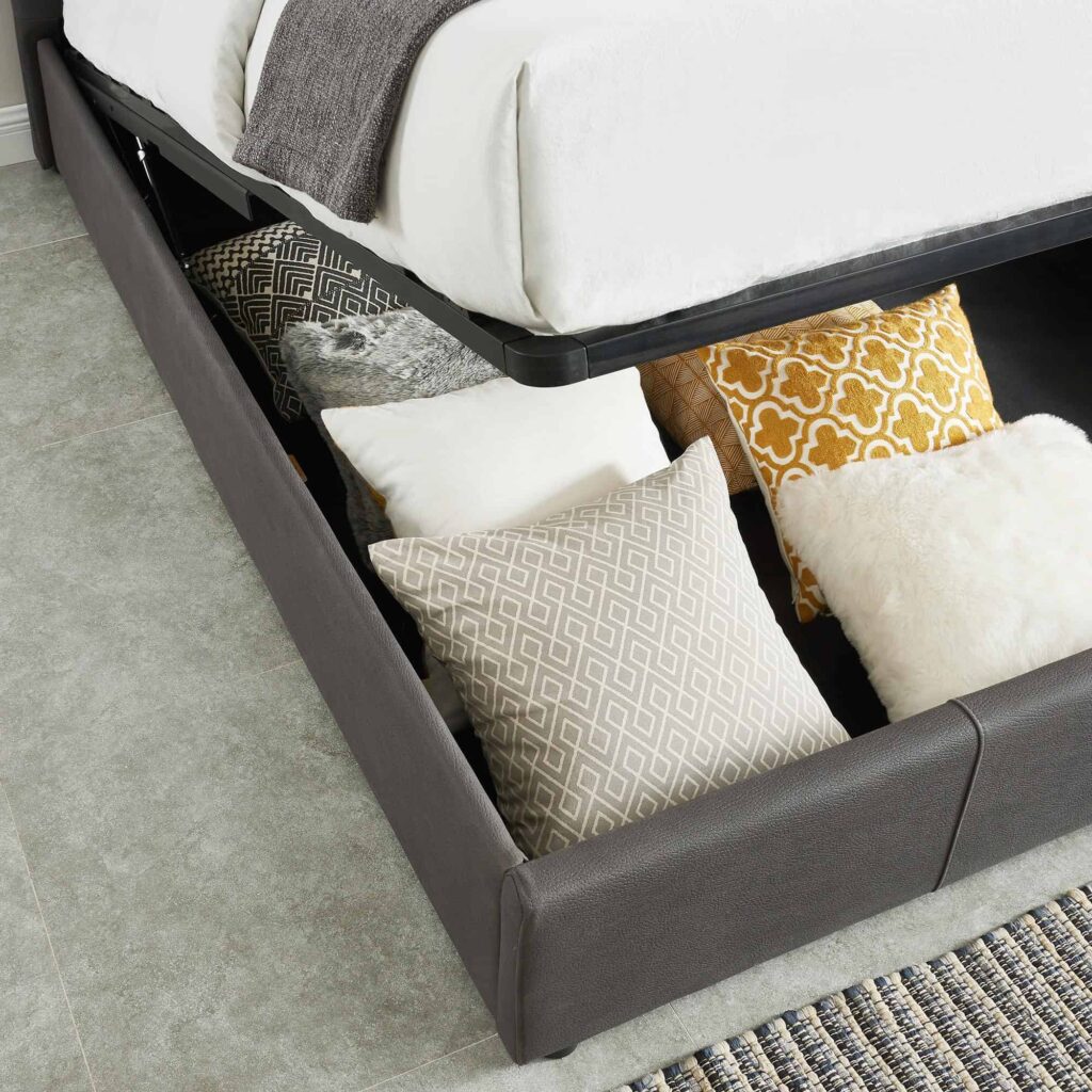 Extara 78" King Platform Bed w/Storage in Grey - Image 3