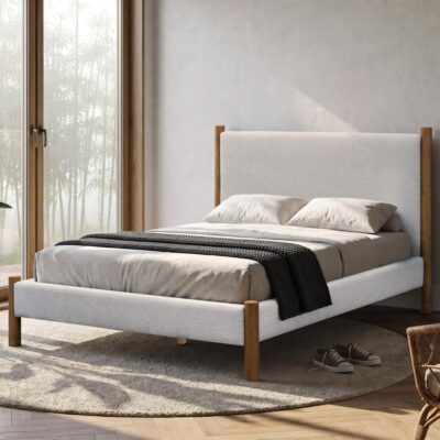 Zoran 54" Double Platform Bed in Mushroom and Walnut 101-435D-MSH 101 435D MSH 1