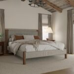 Zoran 60" Queen Platform Bed in Mushroom and Walnut 101-435Q-MSH 101 435Q MSH 1