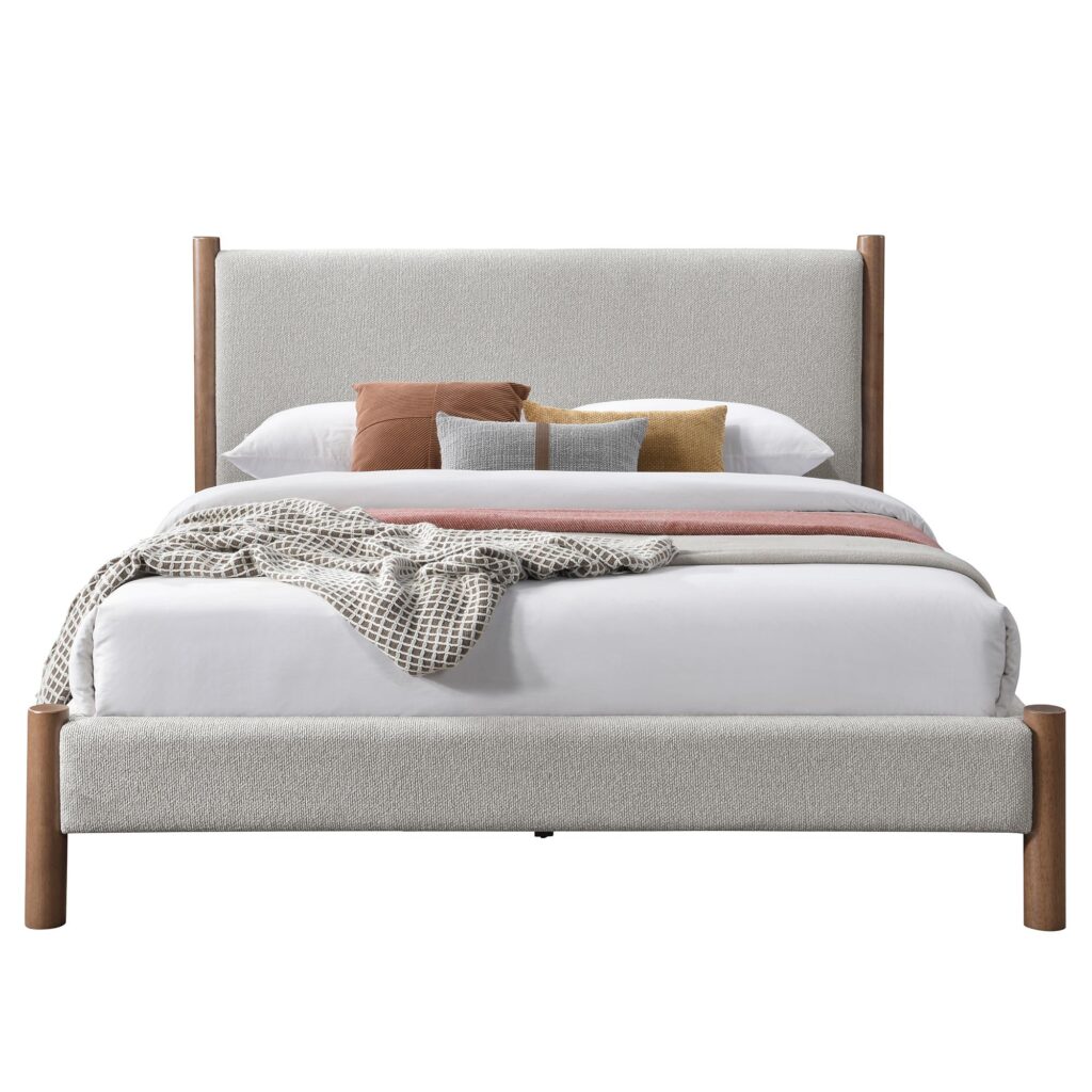 Zoran 60" Queen Platform Bed in Mushroom and Walnut - Image 5