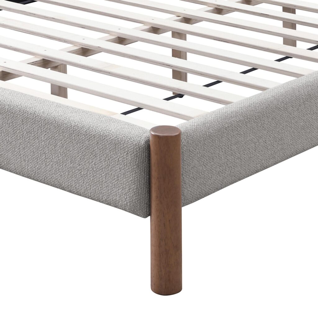 Zoran 60" Queen Platform Bed in Mushroom and Walnut - Image 6