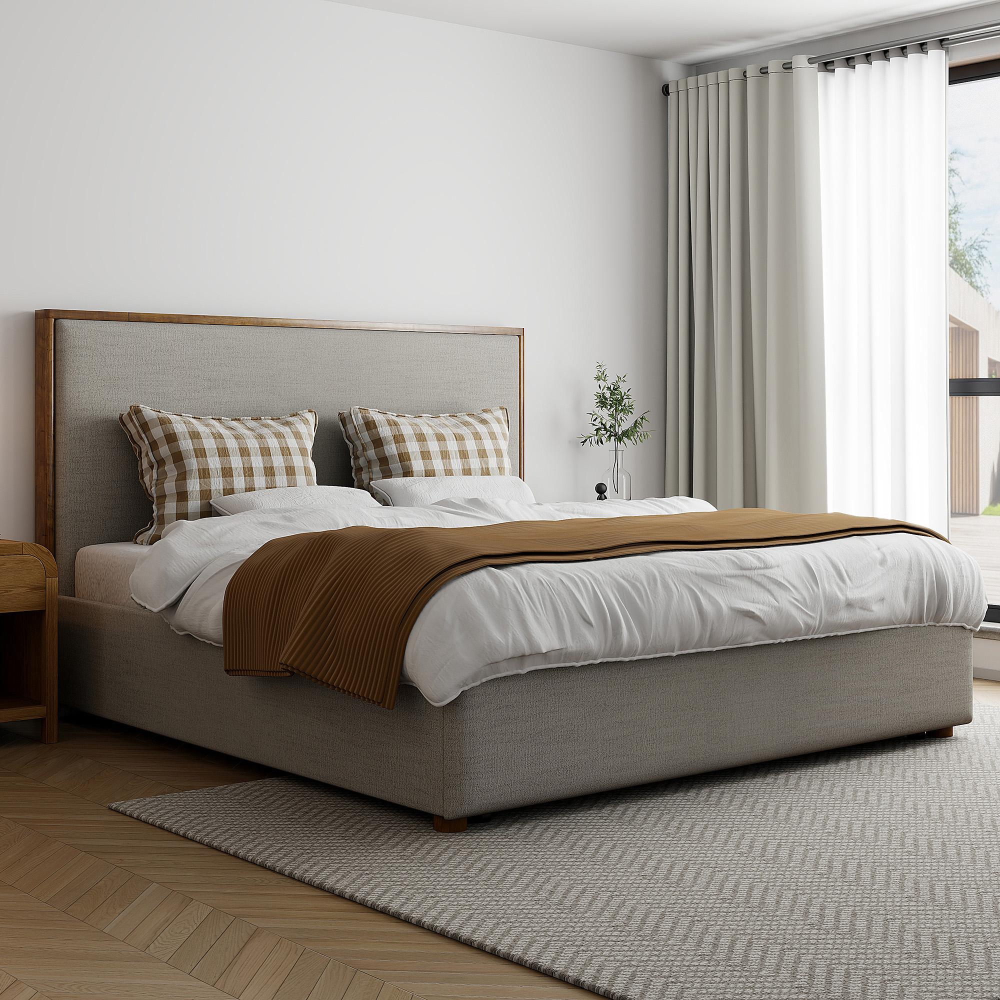 Andover 78" King Platform Bed with Drawer in Oat 2 Andover 78" King Platform Bed with Drawer in Oat - Image 2