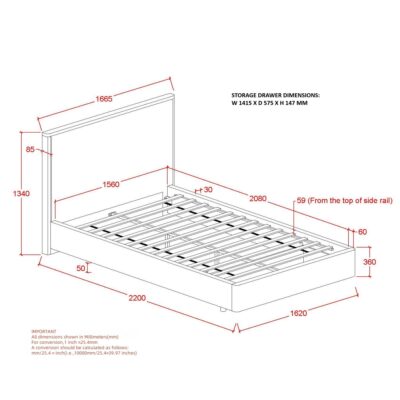 Andover 60" Queen Platform Bed with Drawer in Oat 101-593Q-OAT 101 593Q OAT LD