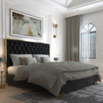 Lucille 78" King Bed in Black and Gold 101-596K-BK_GL 101 596K BK GL 1