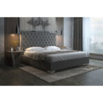 Lucille 78" King Bed in Grey and Silver 101-596K-GY_CH 101 596K GY CH 1