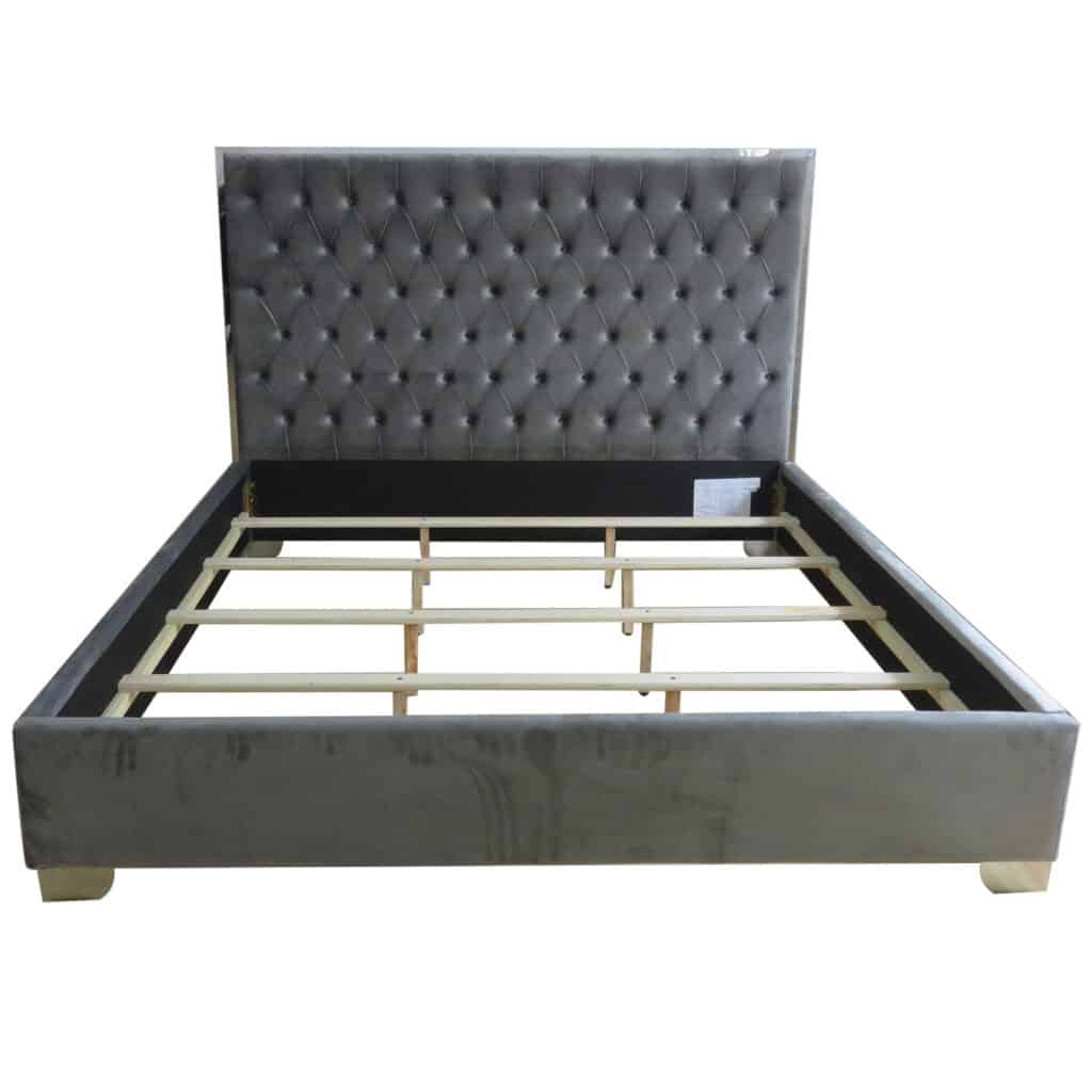 Lucille 78" King Bed in Grey and Silver - Image 6