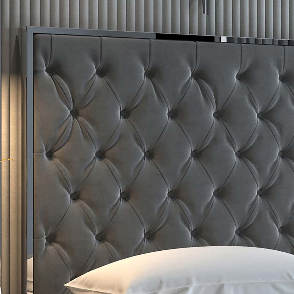 Lucille 78" King Bed in Grey and Silver - Image 7