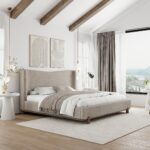 Isadora 78" King Platform Bed in Dark Beige 101-760K-DBG 101 760K DBG 1