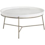 Remy Coffee Table - Antique Brass - White 103331 103331 REMY COFFEE TABLE WHITE CONCRETE 1