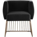 Gala Dining Armchair - Shadow Grey 103526 103526 GALA DINING CHAIR ANTIQUE BRASS SHADOW GREY FABRIC