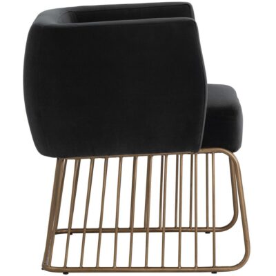 Gala Dining Armchair - Shadow Grey 103526 103526 GALA DINING CHAIR ANTIQUE BRASS SHADOW GREY FABRIC 2