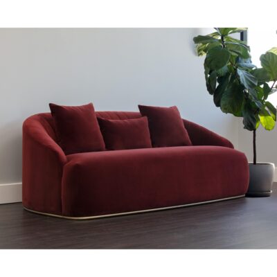 Astrid Sofa - Merlot 7 Astrid Sofa - Merlot 103642 103642 ASTRID SOFA ANTIQUE BRASS MERLOT FABRIC 5