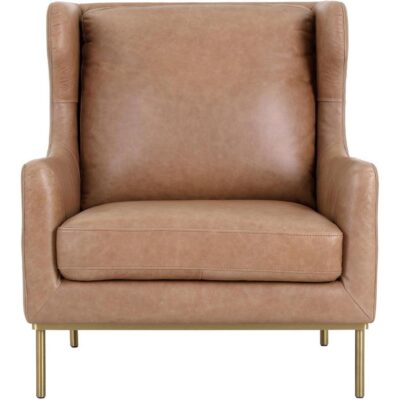 Accent Chairs Burlington - Modern Living 103679 VIRGIL CHAIR ANTIQUE BRASS MARSEILLE CAMEL LEATHER