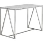 Abel Counter Table - Stainless Steel 103772 103772 ABEL COUNTER TABLE SS WHITE MARBLE 1