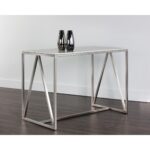 Abel Counter Table - Stainless Steel 103772 103772 ABEL COUNTER TABLE SS WHITE MARBLE 5