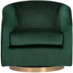 Hazel Swivel Lounge Chair - Gold - Deep Green Sky 103999 103999 HAZEL SWIVEL OCCASIONAL CHAIR DEEP GREEN SKY FABRIC
