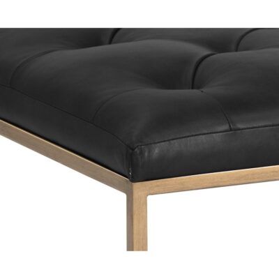 Endall Ottoman - Antique Brass - Vintage Black Night Leather 104087 104087 ENDALL SQUARE COFFEE TABLE OTTOMAN ANTIQUE BRASS VINTAGE BLACK LEATHER 6