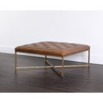 Endall Ottoman - Antique Brass - Vintage Camel Leather 104088 104088 ENDALL SQUARE COFFEE TABLE OTTOMAN ANTIQUEBRASS VINTAGE CAMEL LEATHER 5