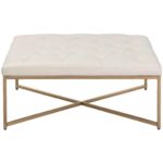 Endall Ottoman - Antique Brass - Vintage Vanilla Leather 104089 104089 ENDALL SQUARE COFFEE TABLE OTTOMAN ANTIQUE BRASS VINTAGE VANILLA LEATHER 1