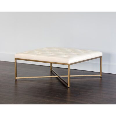 Endall Ottoman - Antique Brass - Vintage Vanilla Leather 104089 104089 ENDALL SQUARE COFFEE TABLE OTTOMAN ANTIQUE BRASS VINTAGE VANILLA LEATHER 5