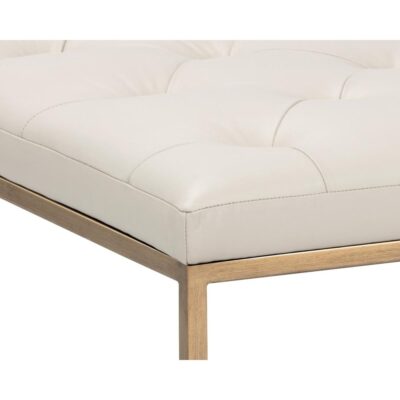 Endall Ottoman - Antique Brass - Vintage Vanilla Leather 104089 104089 ENDALL SQUARE COFFEE TABLE OTTOMAN ANTIQUE BRASS VINTAGE VANILLA LEATHER 6