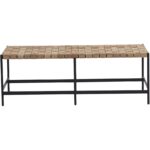 Omari Bench - Suede Light Tan Leather 104916 104916 OMARI BENCH BLACK LIGHT TAN 1
