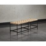 Omari Bench - Suede Light Tan Leather 104916 104916 OMARI BENCH BLACK LIGHT TAN 5