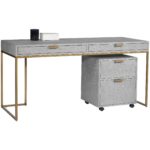Jiro Desk - Grey Shagreen 105443 105443 JIRO DESK 105444 FILE CABINET