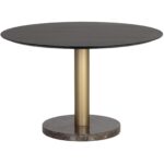 Monaco Dining Table - Gold - Grey Marble / Charcoal Grey - 48" 105882 105882 MONACO DINING TABLE GOLD LIGHT GREY MARBLE CHARCOAL GREY 1