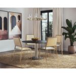Monaco Dining Table - Gold - Grey Marble / Charcoal Grey - 48" 105882 105882 MONACO DINING TABLE GOLD LIGHT GREY MARBLE CHARCOAL GREY 5