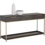 Rebel Console Table With Drawers - Gold - Charcoal Grey 105889 105889 REBEL CONSOLE TABLE GOLD CHARCOAL GREY