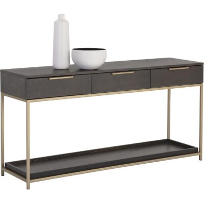 Rebel Console Table With Drawers  - Gold - Charcoal Grey