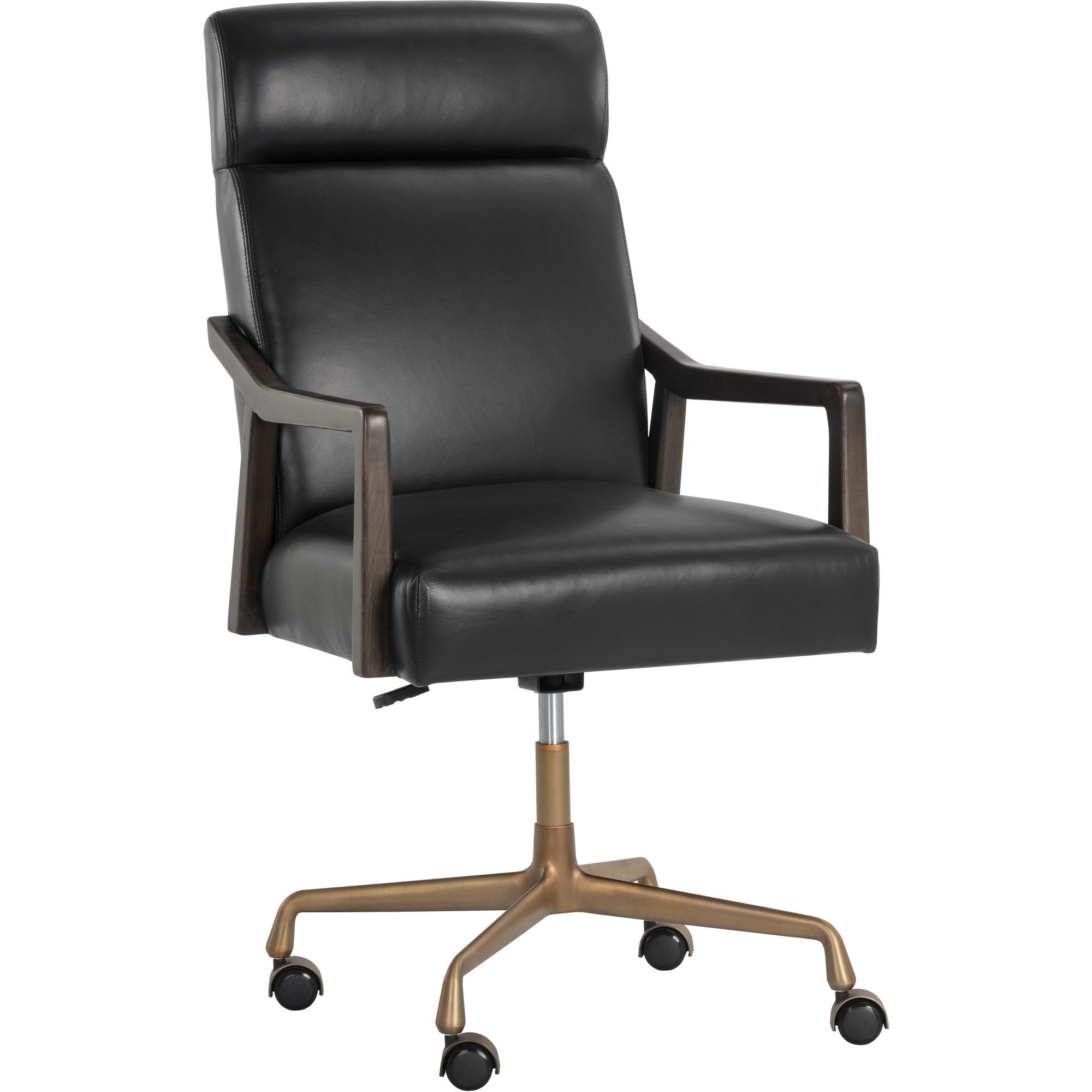 Collin Office Chair - Brown - Cortina Black Leather 1 Collin Office Chair - Brown - Cortina Black Leather