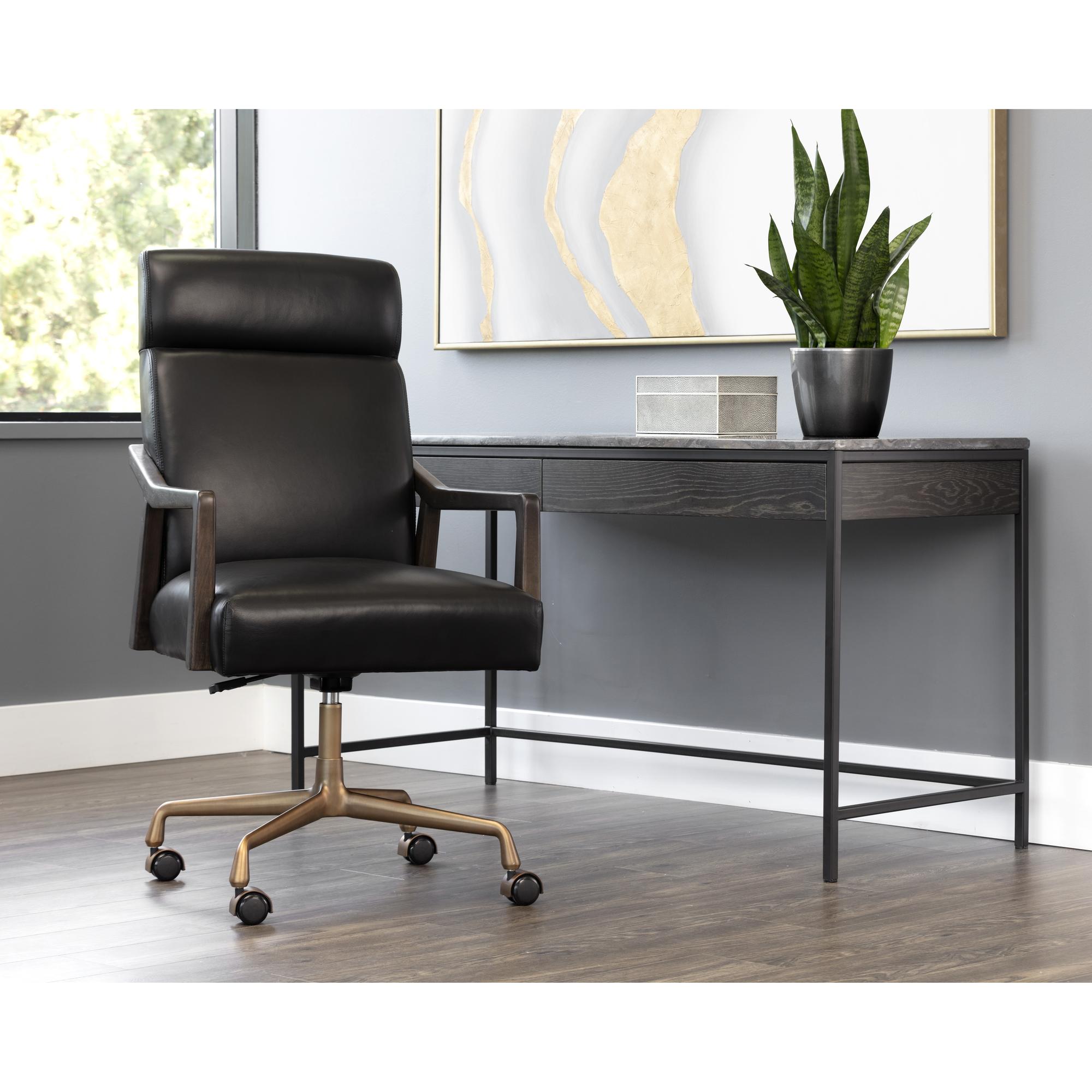 Collin Office Chair - Brown - Cortina Black Leather 9 Collin Office Chair - Brown - Cortina Black Leather - Image 9