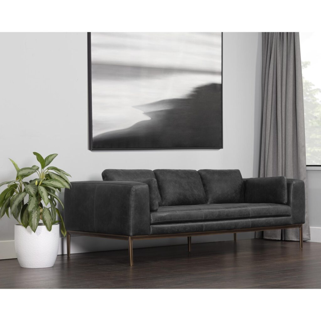 Burr Sofa - Serbia Black Leather - Image 4