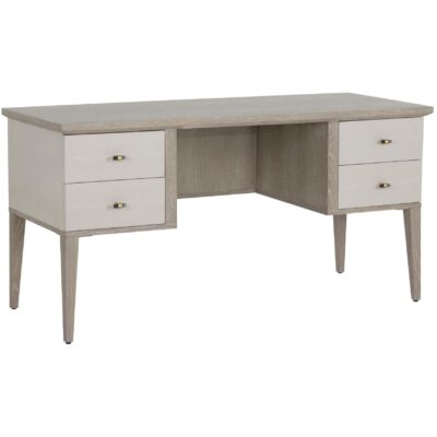 Pattinson Desk - White Ceruse - Oyster Shagreen 8 Pattinson Desk - White Ceruse - Oyster Shagreen 106867 106867 PATTINSON DESK WHITE CERUSE CREAM SHAGREEN LEATHER 1