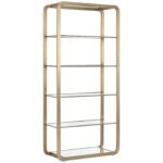 Ambretta Bookcase - Large - Gold / Clear 107074 107074 AMBRETTA BOOKCASE LARGE GOLD CLEAR GLASS 1