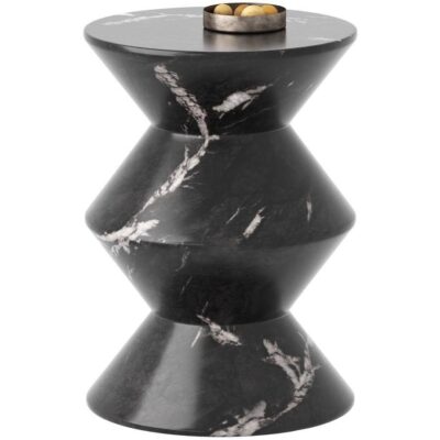 Union End Table - Marble Look - Black