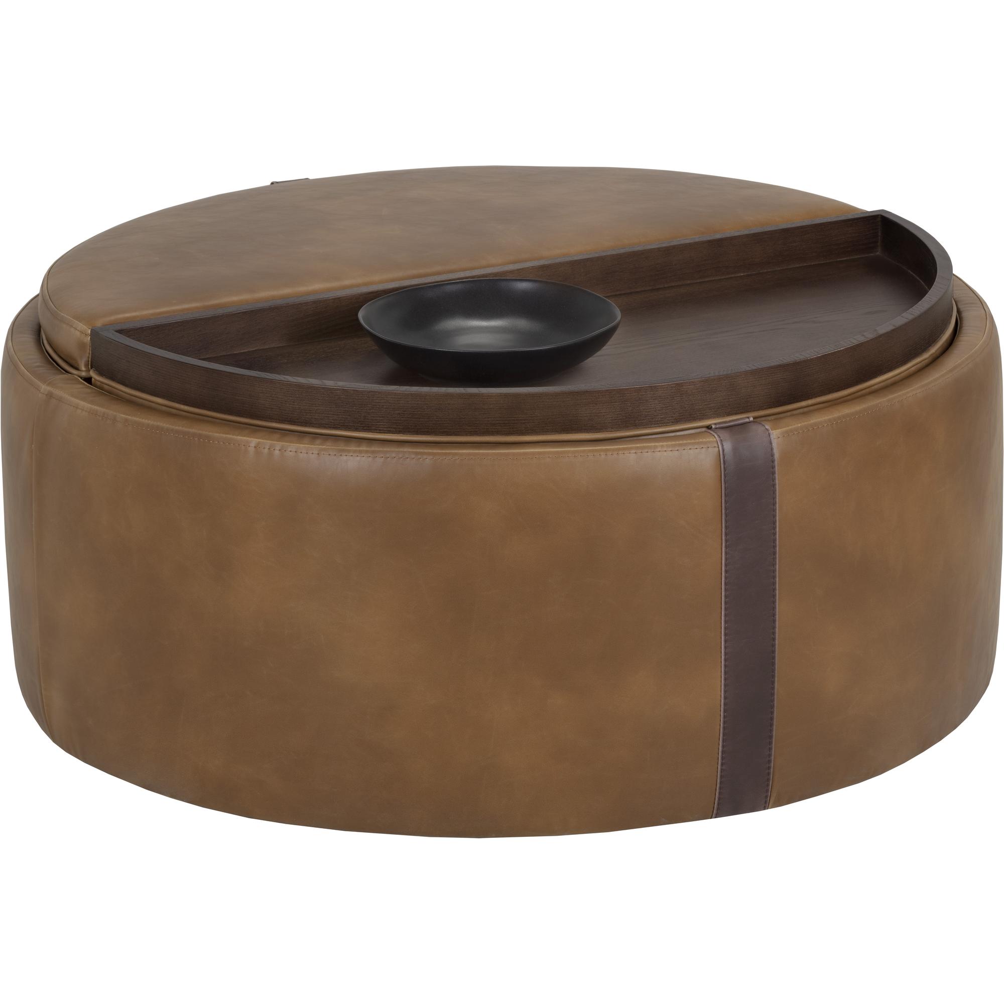 Borelli Wheeled Storage Ottoman - Tobacco Tan / Autumn Chestnut 2 Borelli Wheeled Storage Ottoman - Tobacco Tan / Autumn Chestnut - Image 2