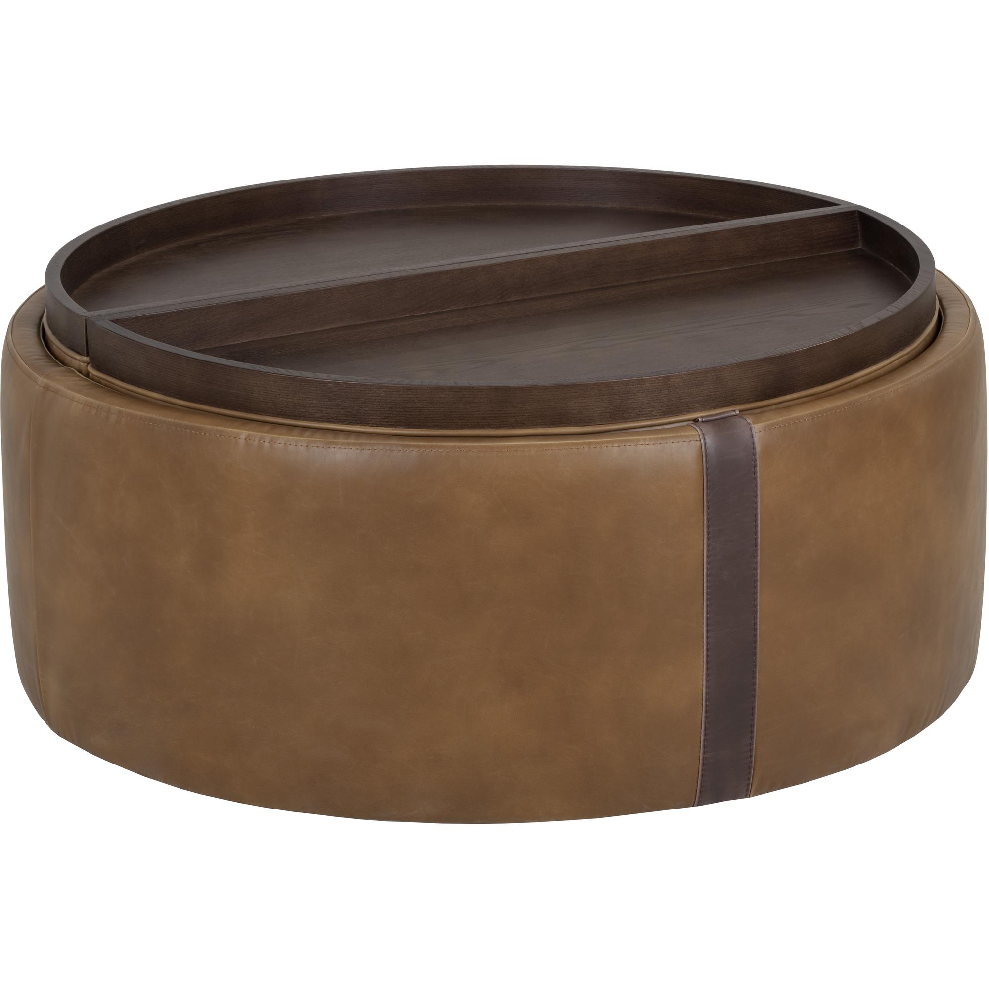 Borelli Wheeled Storage Ottoman - Tobacco Tan / Autumn Chestnut 3 Borelli Wheeled Storage Ottoman - Tobacco Tan / Autumn Chestnut - Image 3