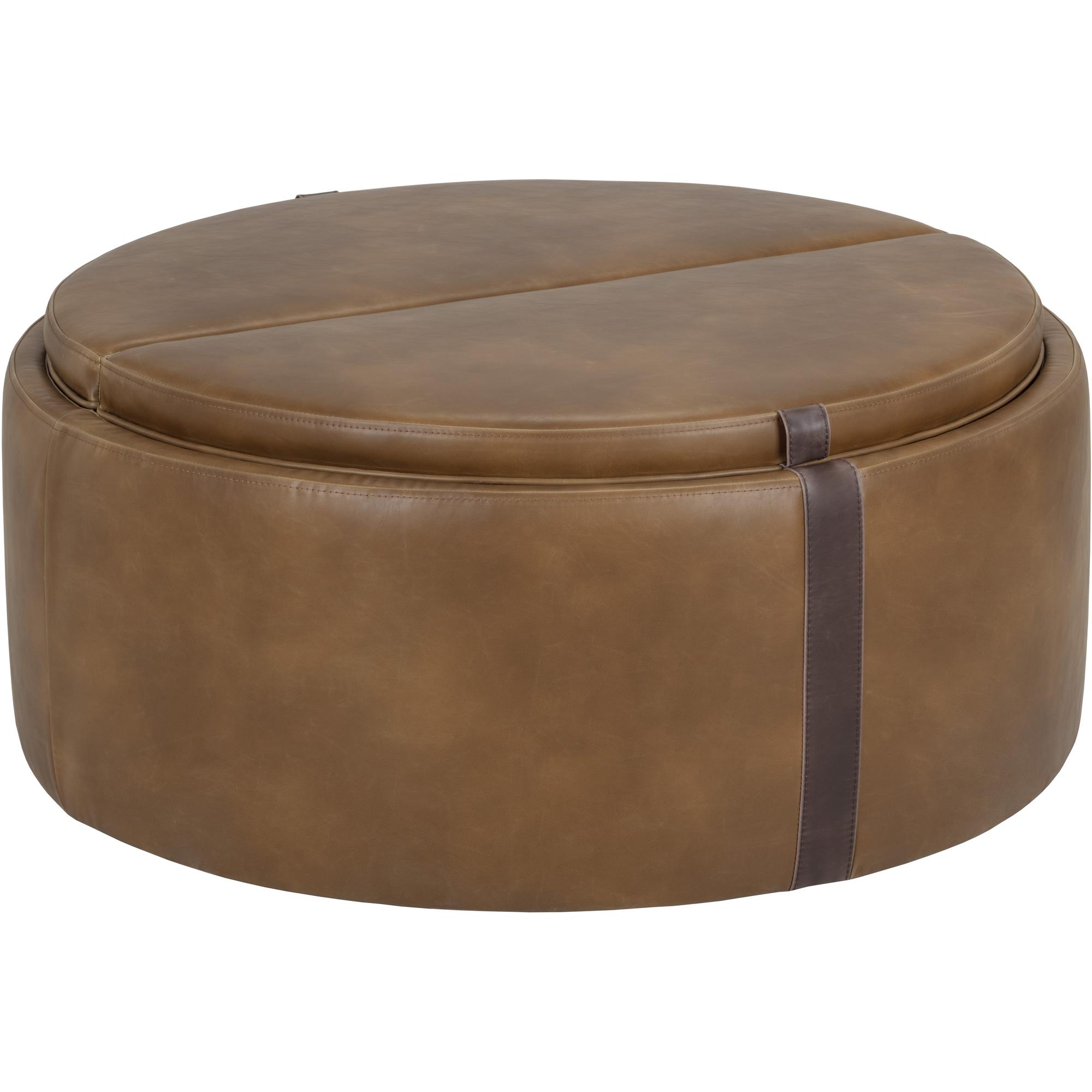 Borelli Wheeled Storage Ottoman - Tobacco Tan / Autumn Chestnut 4 Borelli Wheeled Storage Ottoman - Tobacco Tan / Autumn Chestnut - Image 4