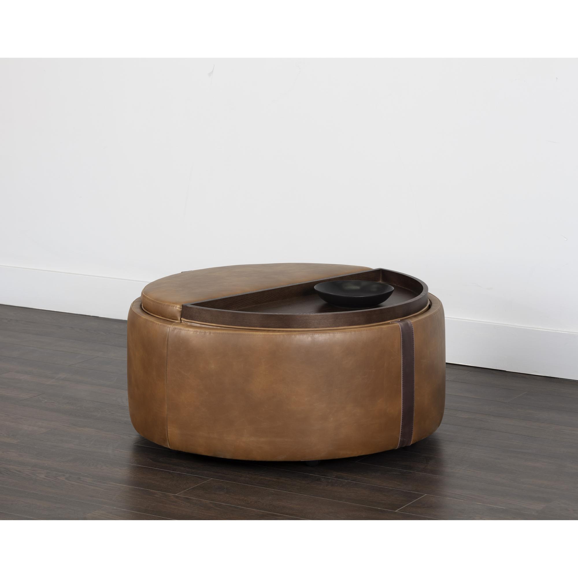 Borelli Wheeled Storage Ottoman - Tobacco Tan / Autumn Chestnut 6 Borelli Wheeled Storage Ottoman - Tobacco Tan / Autumn Chestnut - Image 6