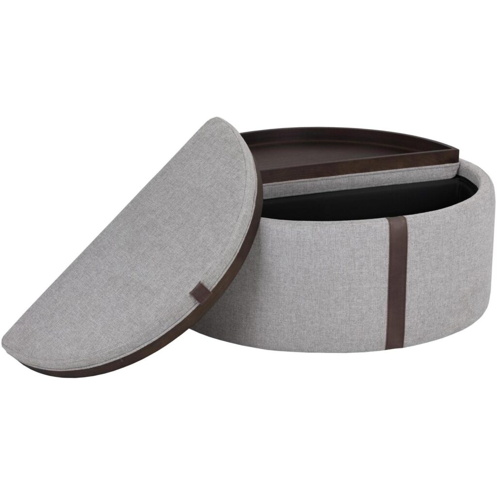 Borelli Wheeled Storage Ottoman - Belfast Heather Grey / Autumn Chestnut - Image 5