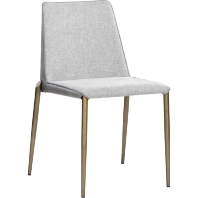 Renee Stackable Dining Chair - Antique Brass - Belfast Heather Grey / Bravo Metal