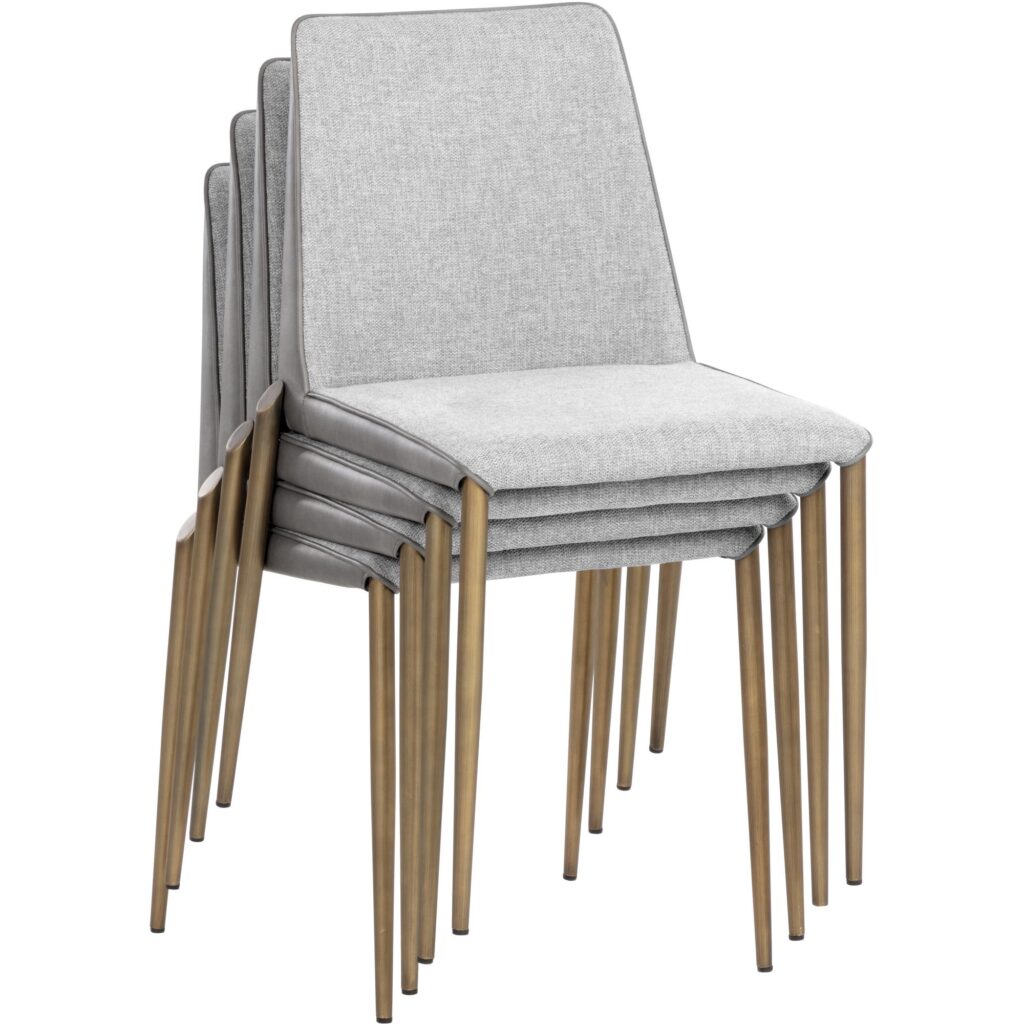 Renee Stackable Dining Chair - Antique Brass - Belfast Heather Grey / Bravo Metal - Image 8