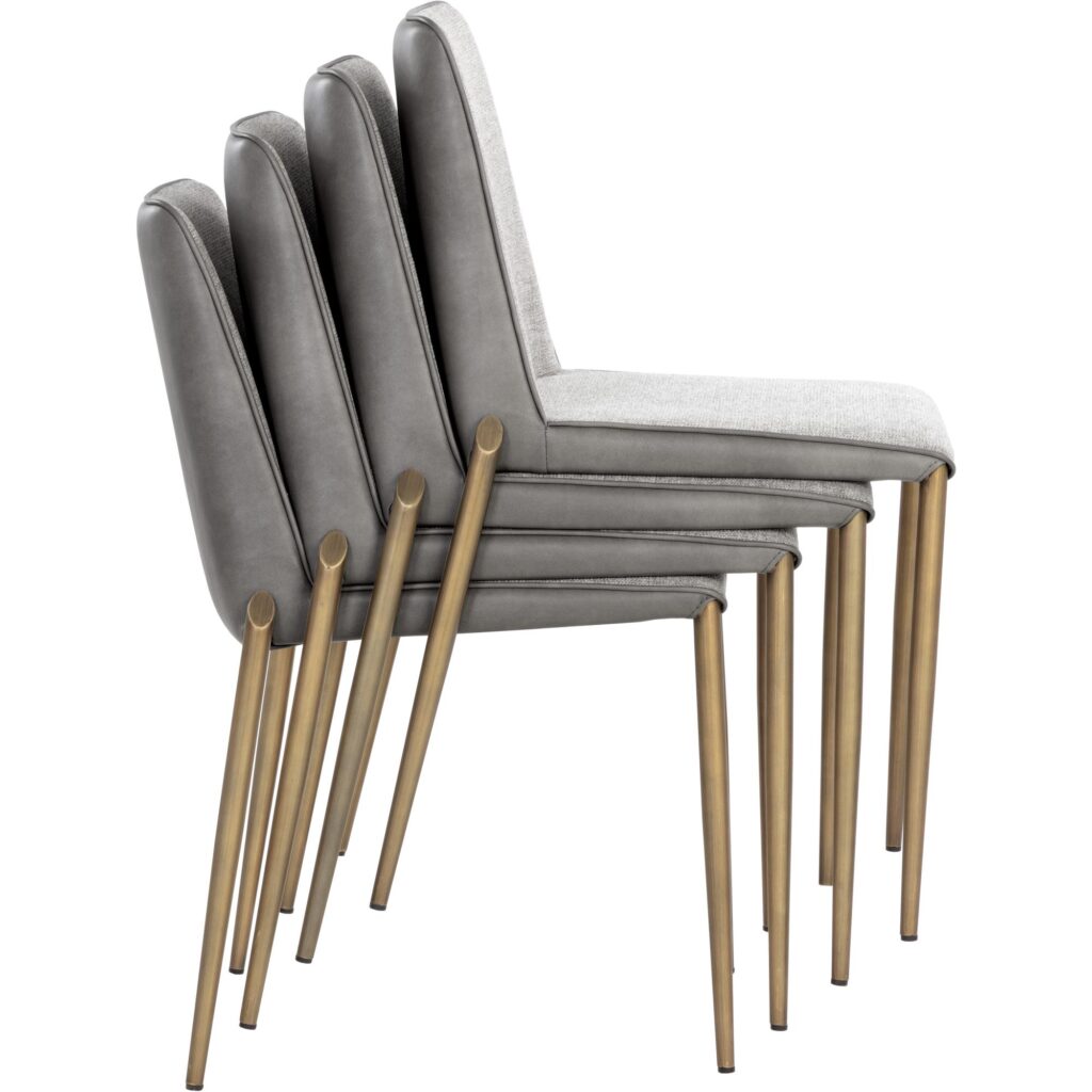 Renee Stackable Dining Chair - Antique Brass - Belfast Heather Grey / Bravo Metal - Image 9